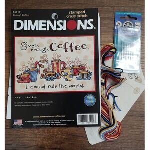 Dimensions "Enough Coffee Rule World" Stamped Cross Stitch Pattern Kit 65019 A18